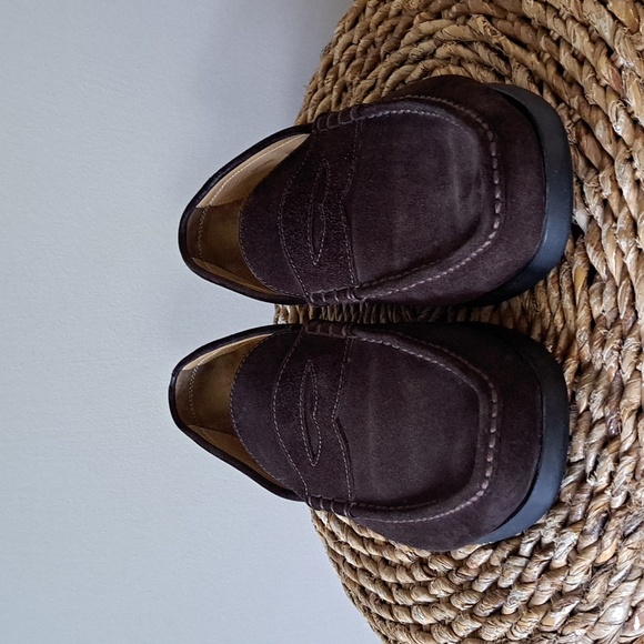 Dunhill Mens Luxury Brown Suede‎ Penny Loafers Black Rubber Soles EU43/US9 main image 8